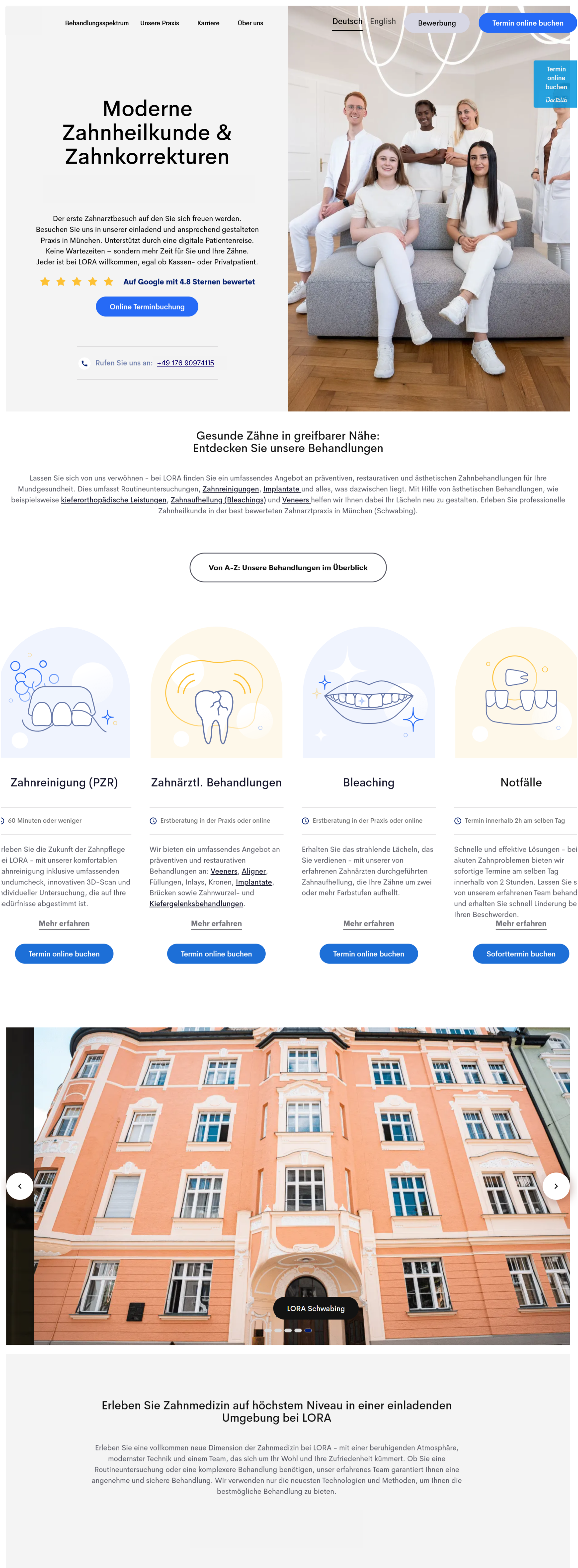 Beispiel-Website für eine Zahnarztpraxis — automatisch scrollend